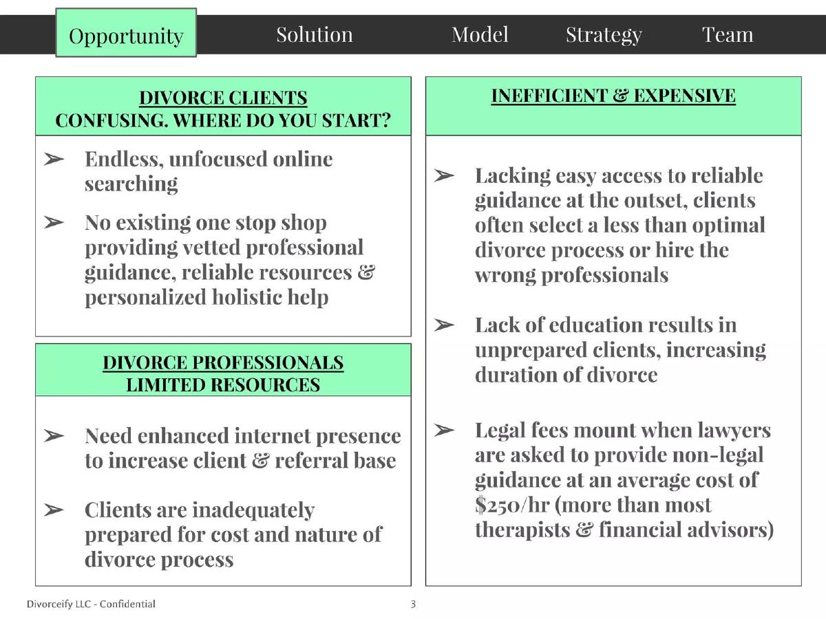 Divorceify pitch deck slide 3 of 15