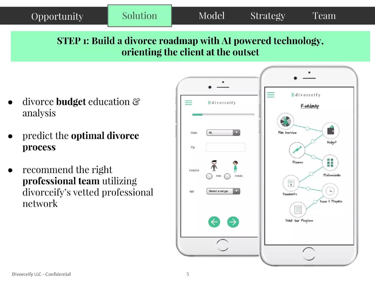 Divorceify pitch deck slide 5 of 15