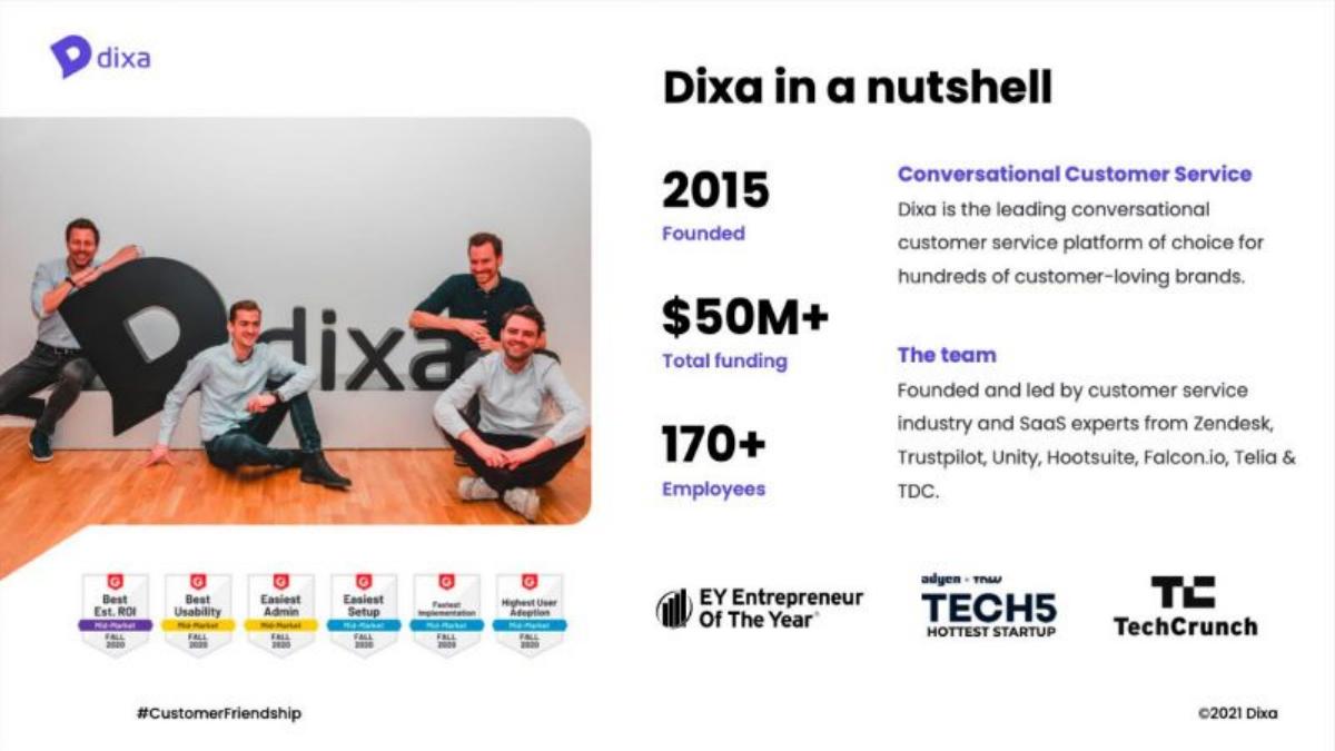 Dixa pitch deck slide 2 of 14