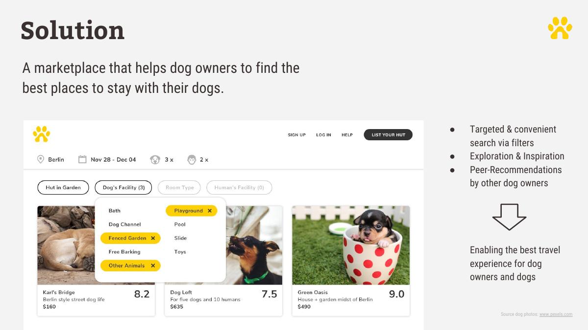 DoggyHut (fictional sample company) pitch deck slide 4 of 13