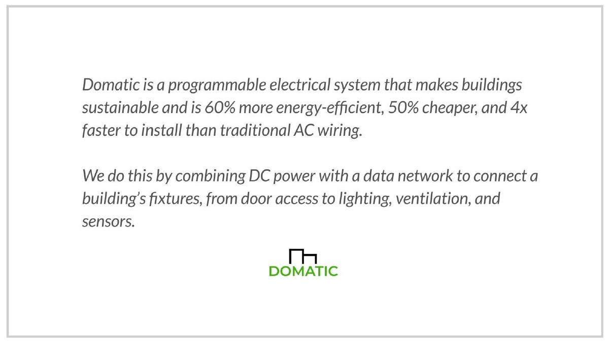 Domatic pitch deck slide 2 of 10