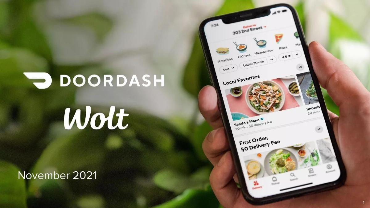 Wolt (acquired by DoorDash) pitch deck slide 1 of 14