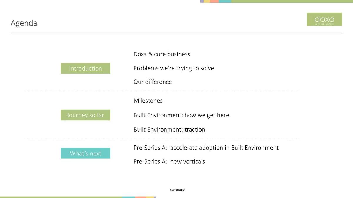 Doxa Holdings pitch deck slide 2 of 12
