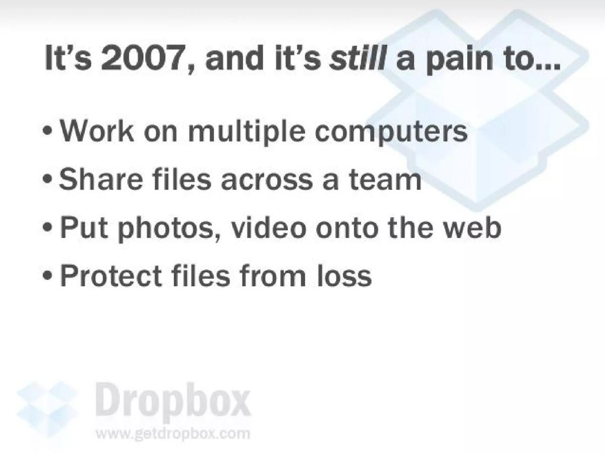 Dropbox pitch deck slide 3 of 22