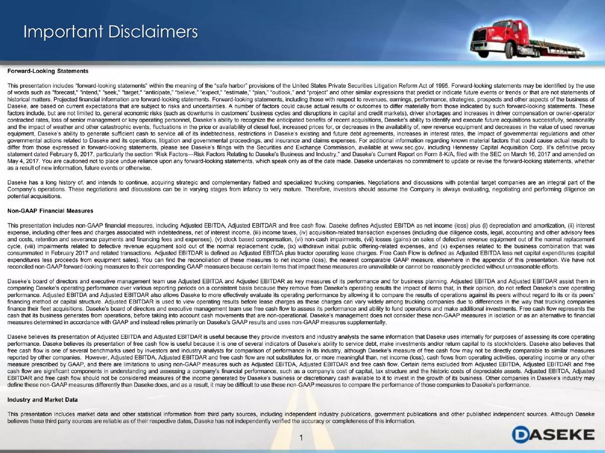 Daseke, Inc. pitch deck slide 2 of 23
