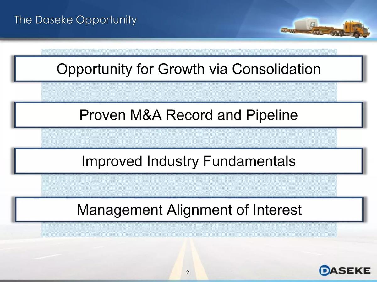 Daseke, Inc. pitch deck slide 3 of 23