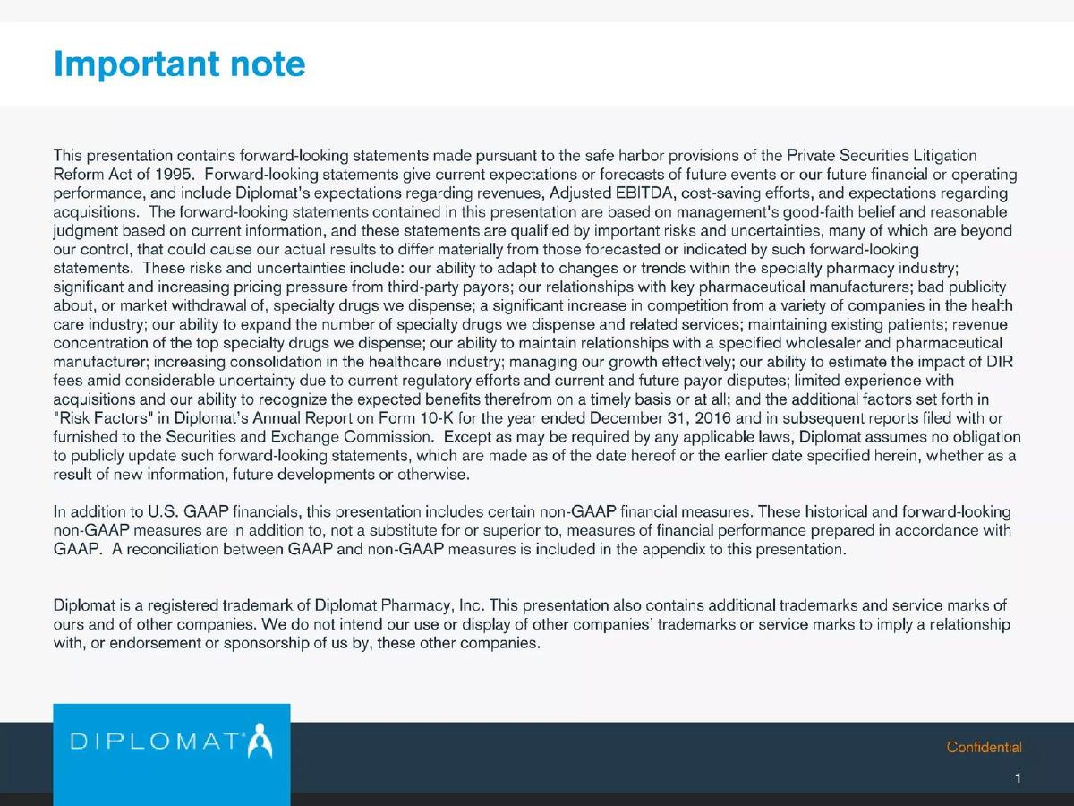 Diplomat Pharmacy Inc. pitch deck slide 2 of 27