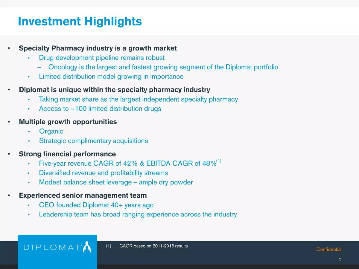 Diplomat Pharmacy Inc. pitch deck slide 3 of 27