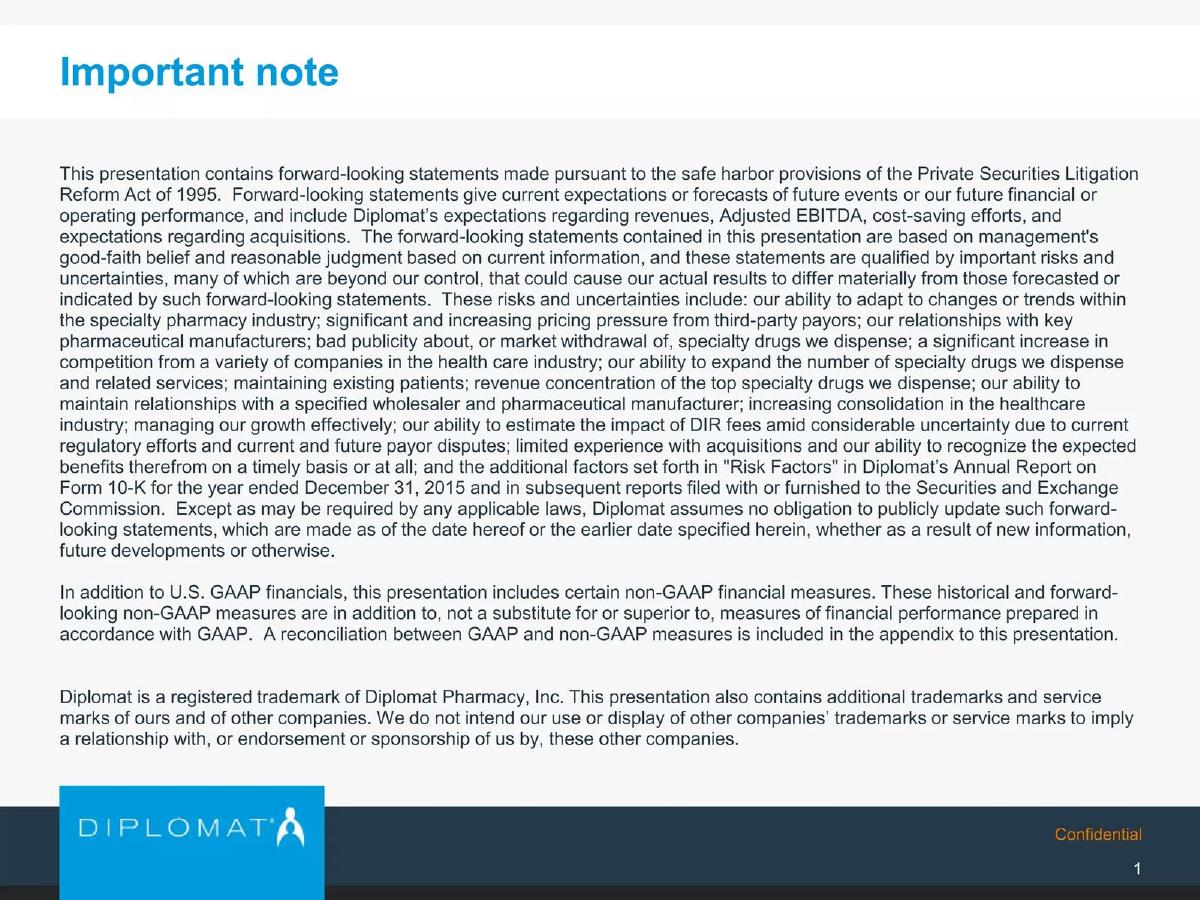 Diplomat Pharmacy Inc. pitch deck slide 2 of 28