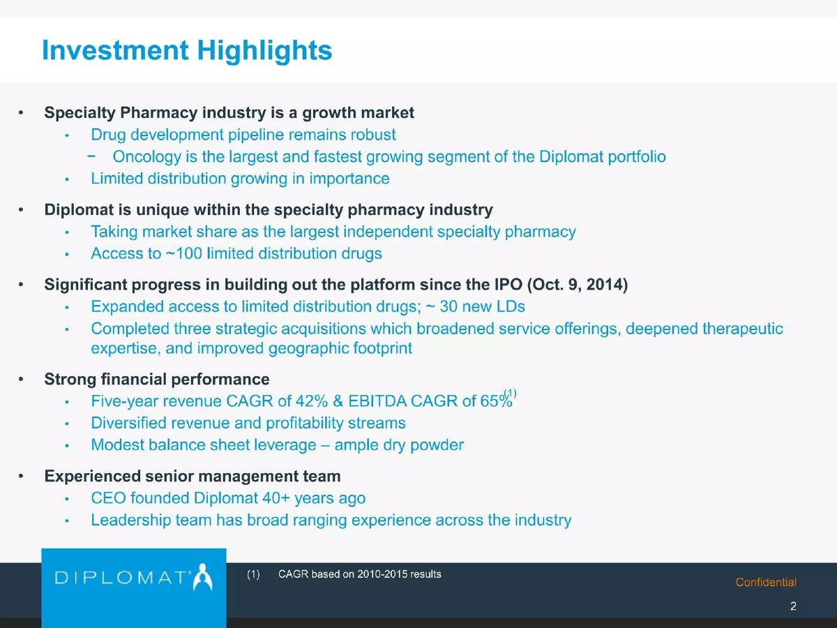 Diplomat Pharmacy Inc. pitch deck slide 3 of 28
