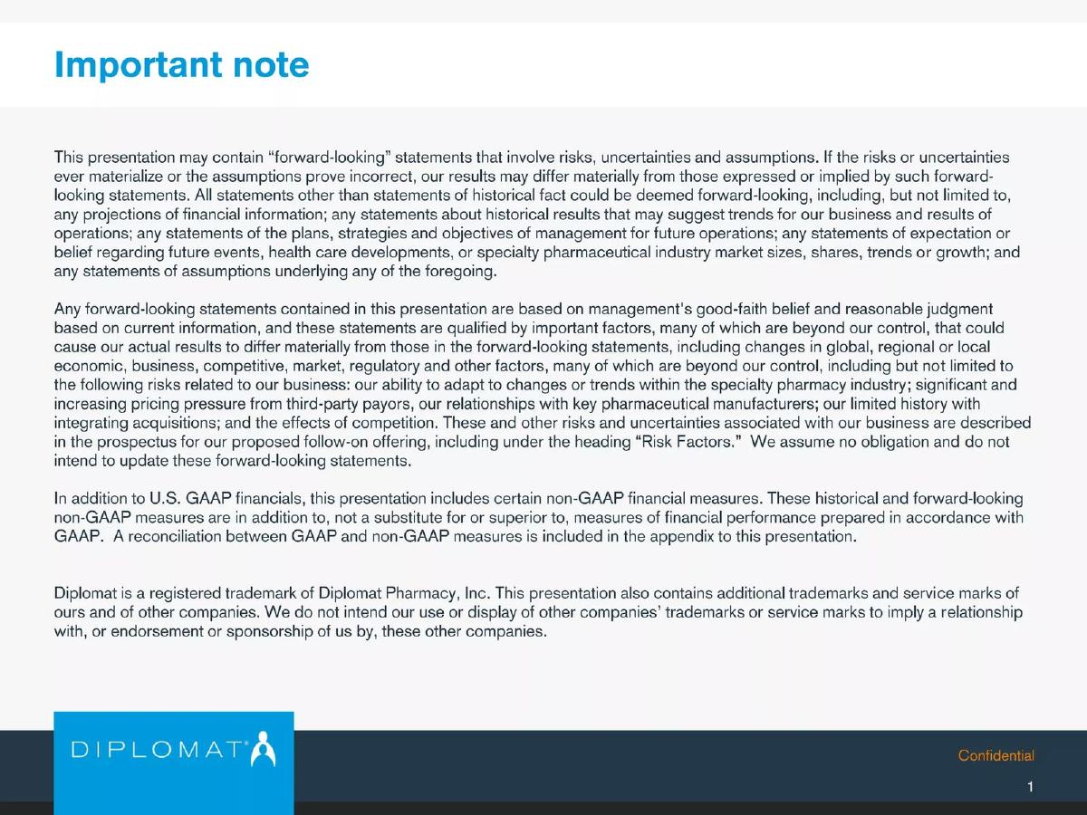 Diplomat Pharmacy Inc. pitch deck slide 2 of 25