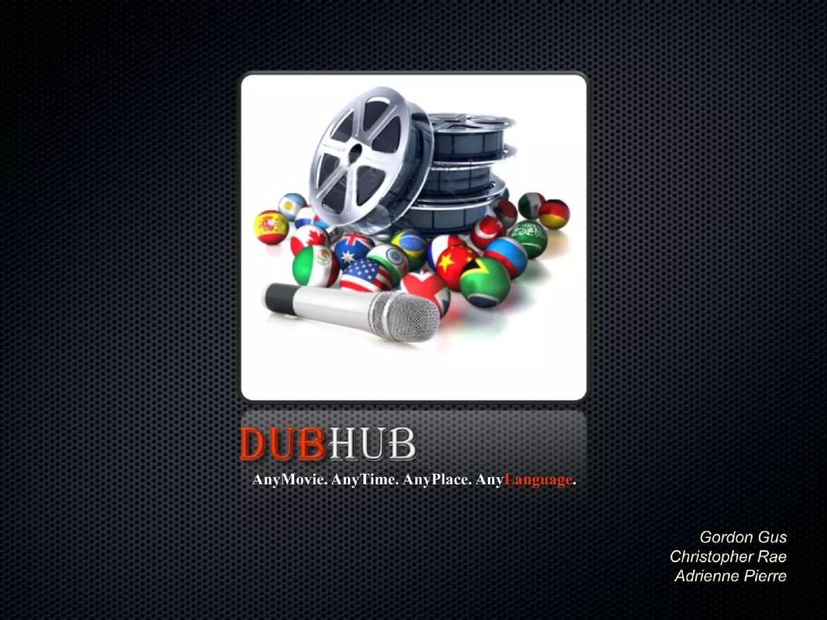 Dubhub v2e pitch deck slide 2 of 20