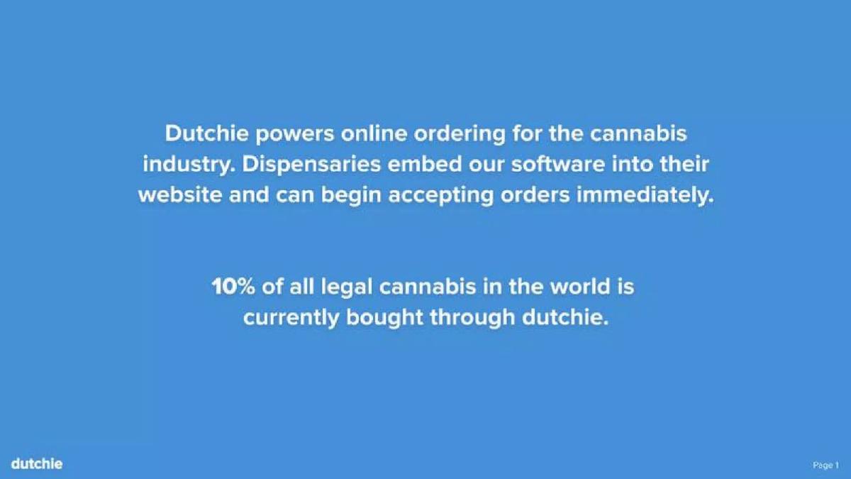 Dutchie pitch deck slide 2 of 9