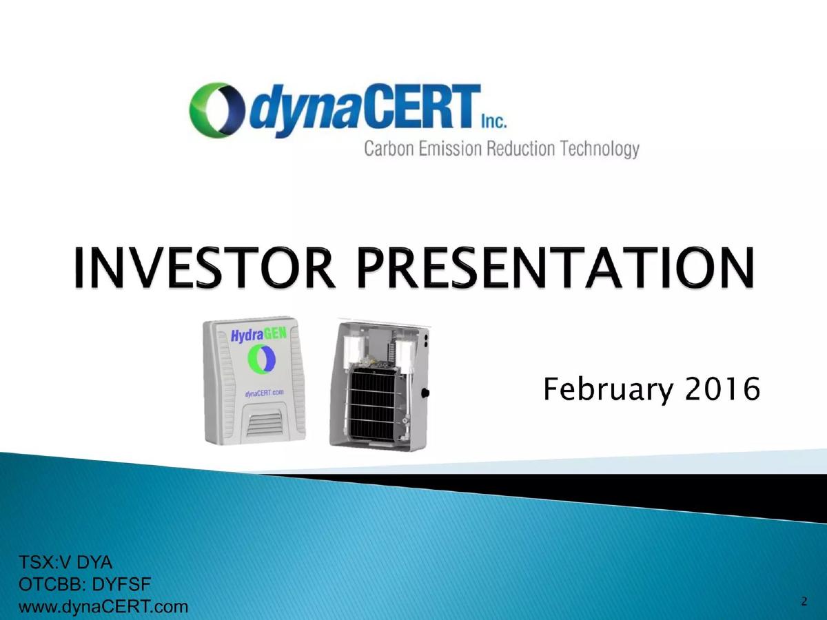 dynaCERT Inc. pitch deck slide 2 of 24
