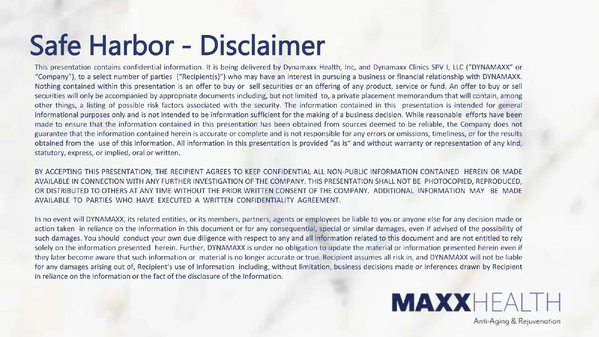 Dynamaxx Clinics SPV I LLC pitch deck slide 2 of 16