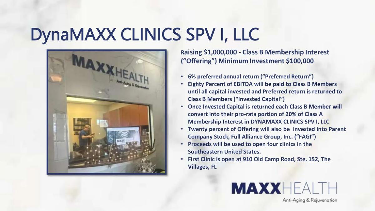 Dynamaxx Clinics SPV I LLC pitch deck slide 3 of 16