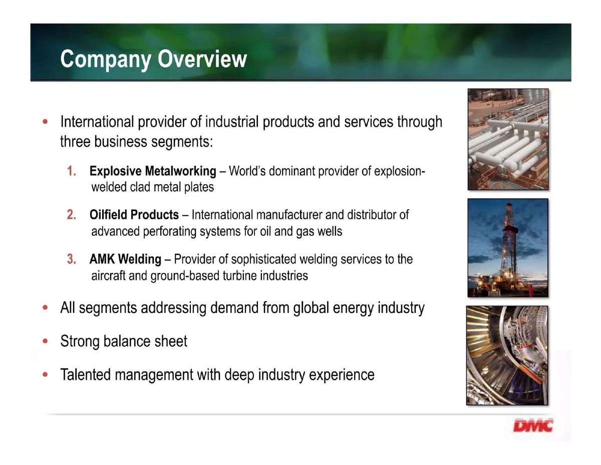 Dynamic Materials Corporation (DMC) pitch deck slide 5 of 30