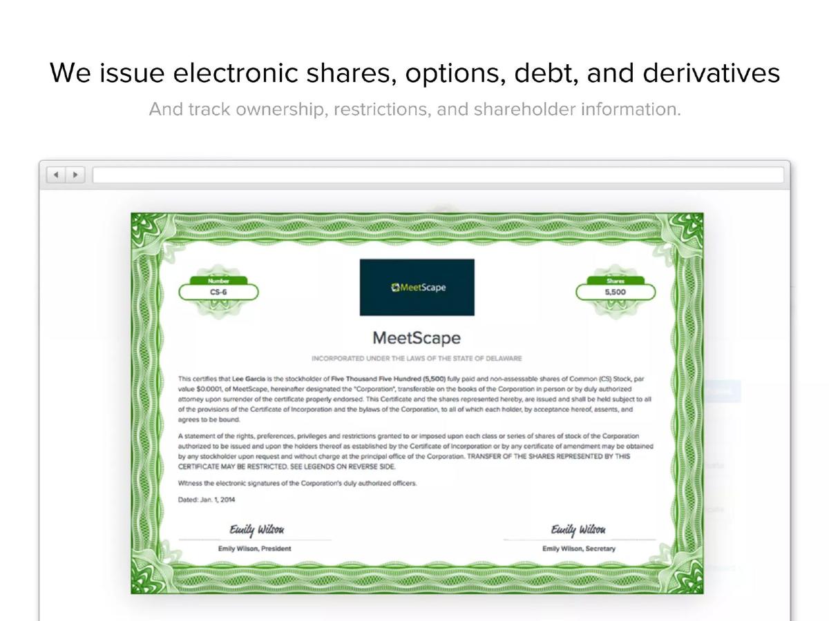 eShares (now Carta) pitch deck slide 5 of 41
