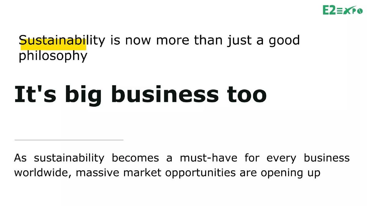 E2Expo pitch deck slide 2 of 19