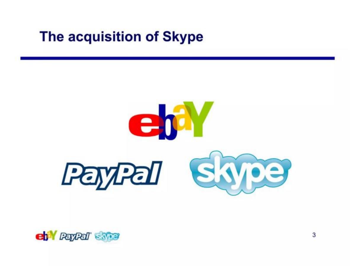 eBay × Skype Acquisition pitch deck slide 3 of 79