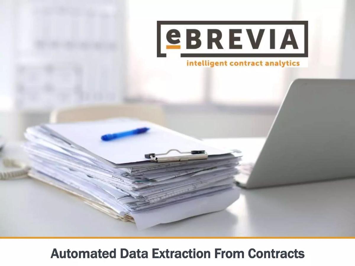 eBrevia pitch deck slide 1 of 8