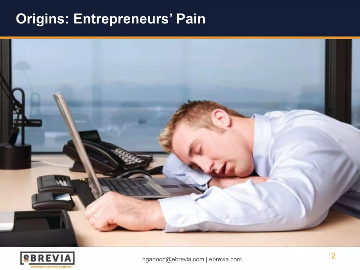 eBrevia pitch deck slide 2 of 8