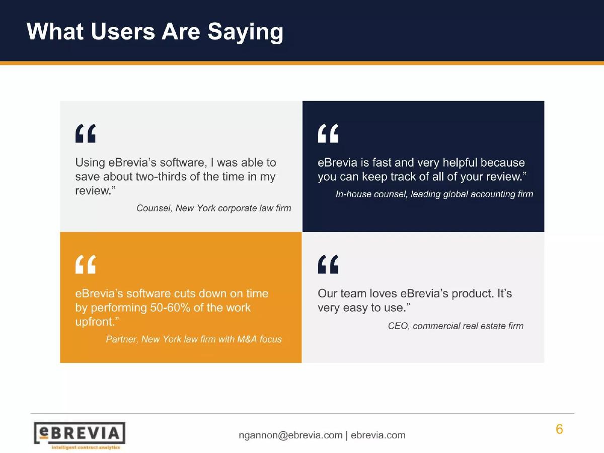 eBrevia pitch deck slide 6 of 8