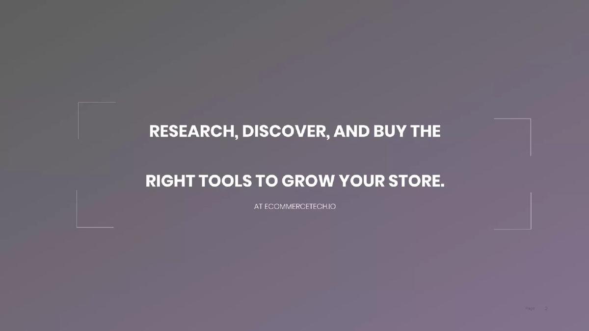 Ecommerce Technology pitch deck slide 2 of 11