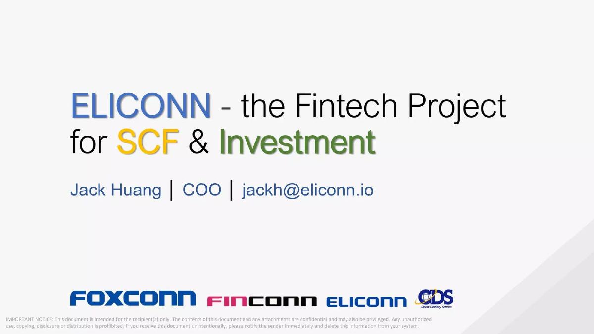 Eliconn pitch deck slide 1 of 27