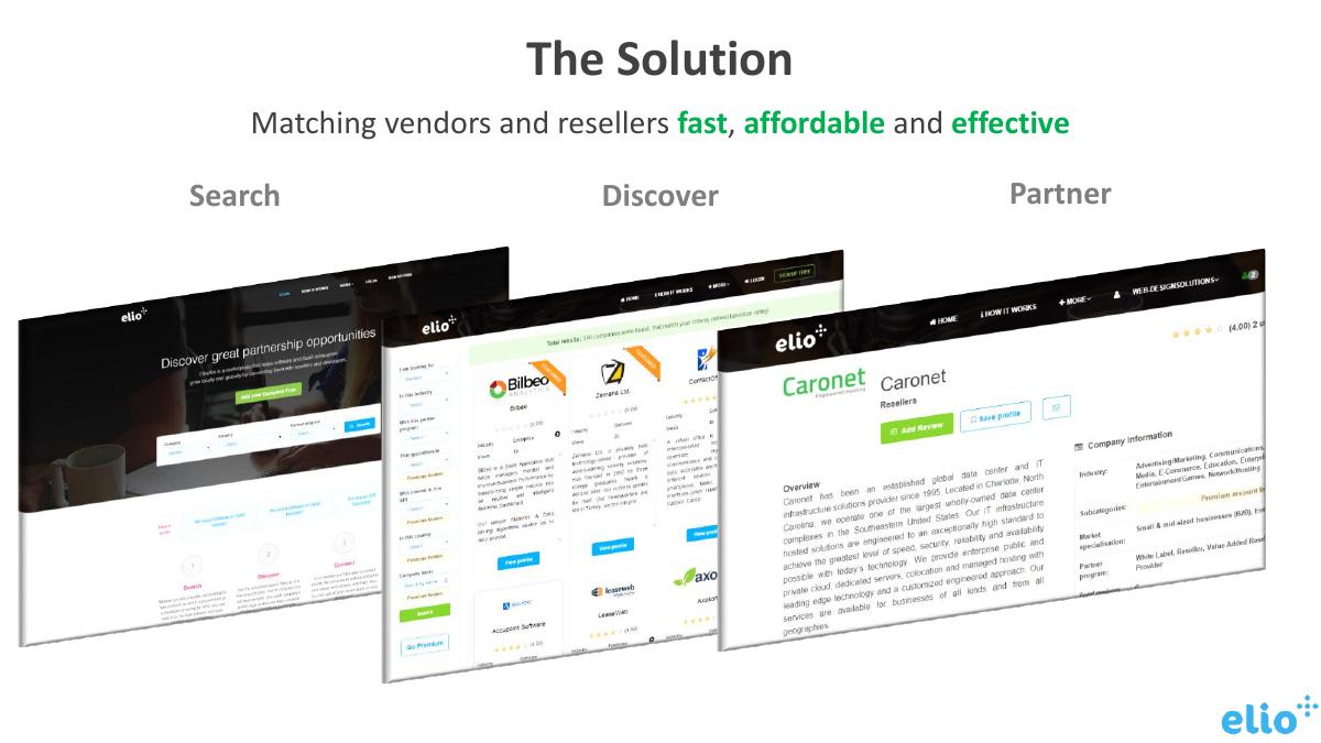 Elioplus (branded 'elio', elioplus.com) pitch deck slide 3 of 17