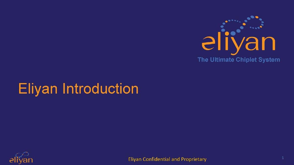 Eliyan pitch deck slide 1 of 19