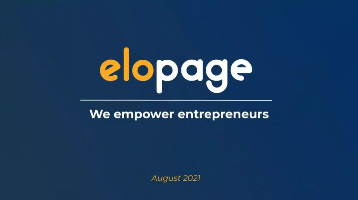 elopage pitch deck slide 1 of 16