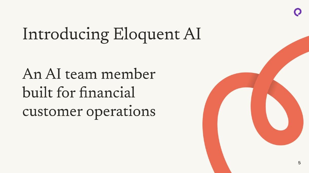 Eloquent AI pitch deck slide 5 of 10