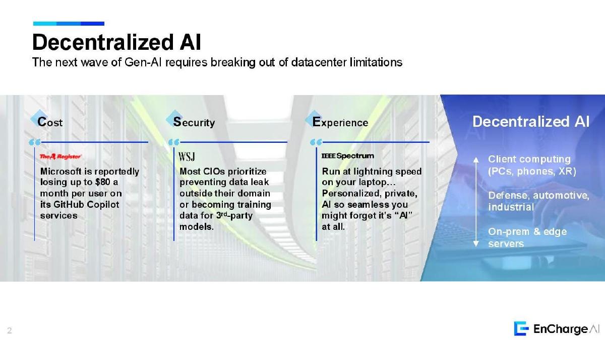 EnCharge AI pitch deck slide 2 of 9