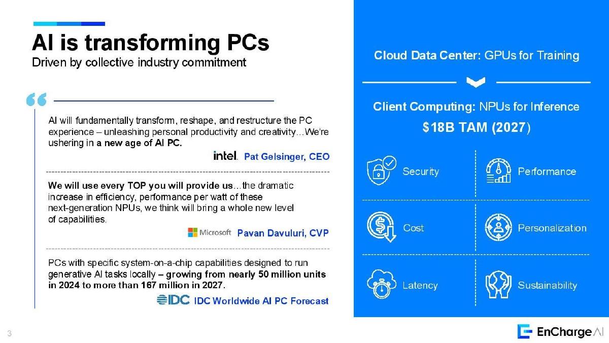 EnCharge AI pitch deck slide 3 of 9