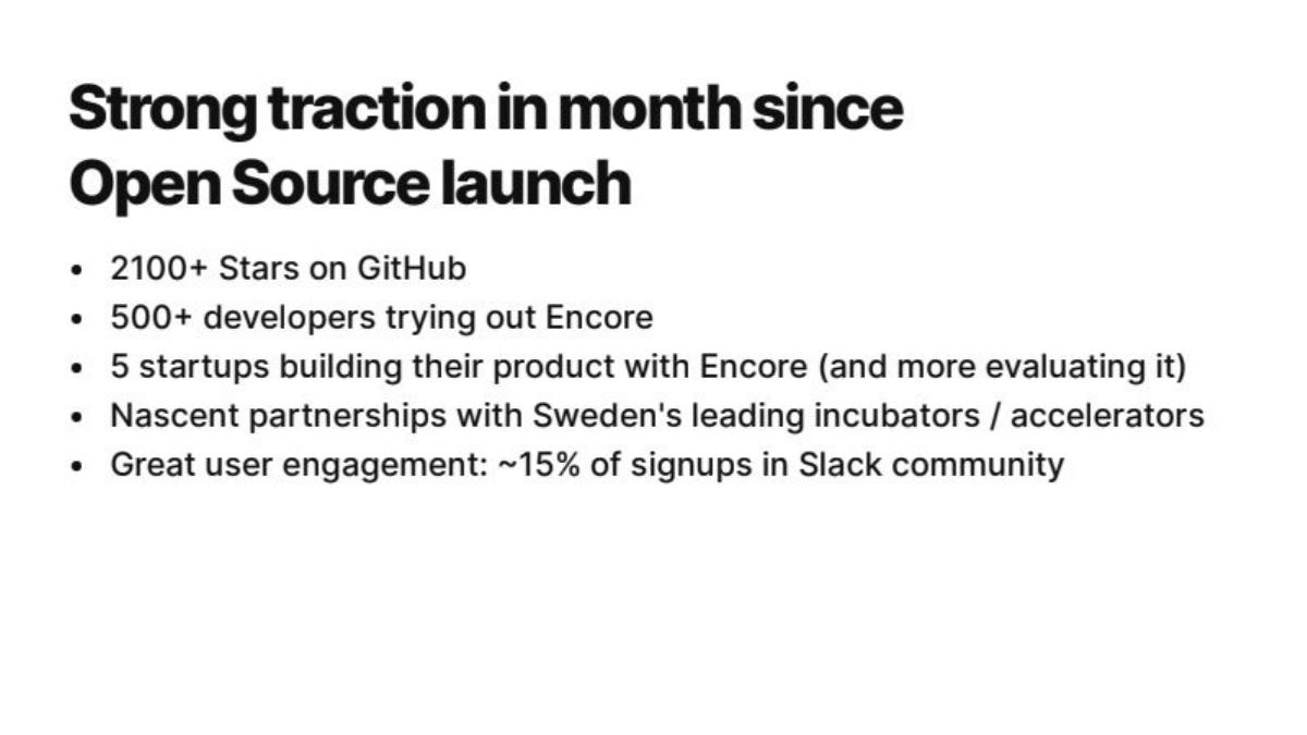 Encore pitch deck traction slide 16