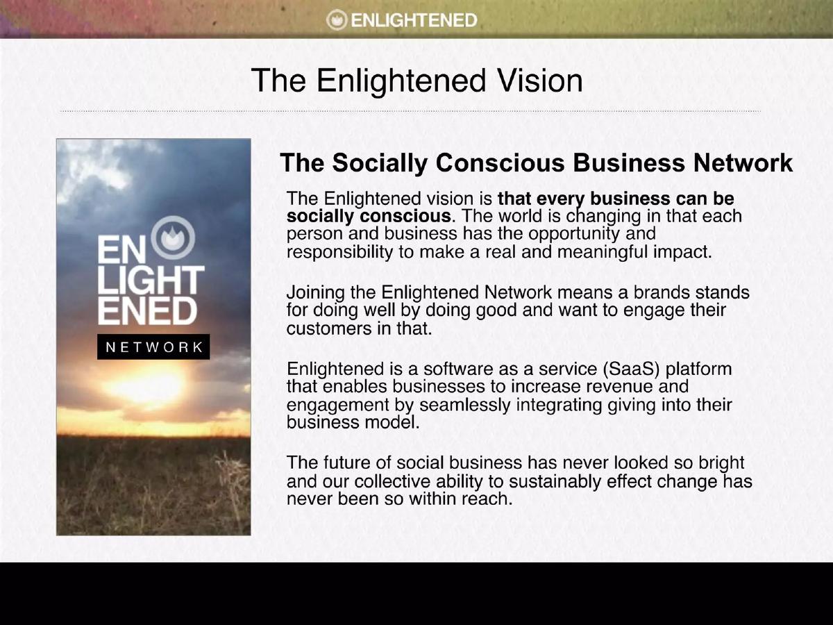 Enlightened pitch deck slide 2 of 18