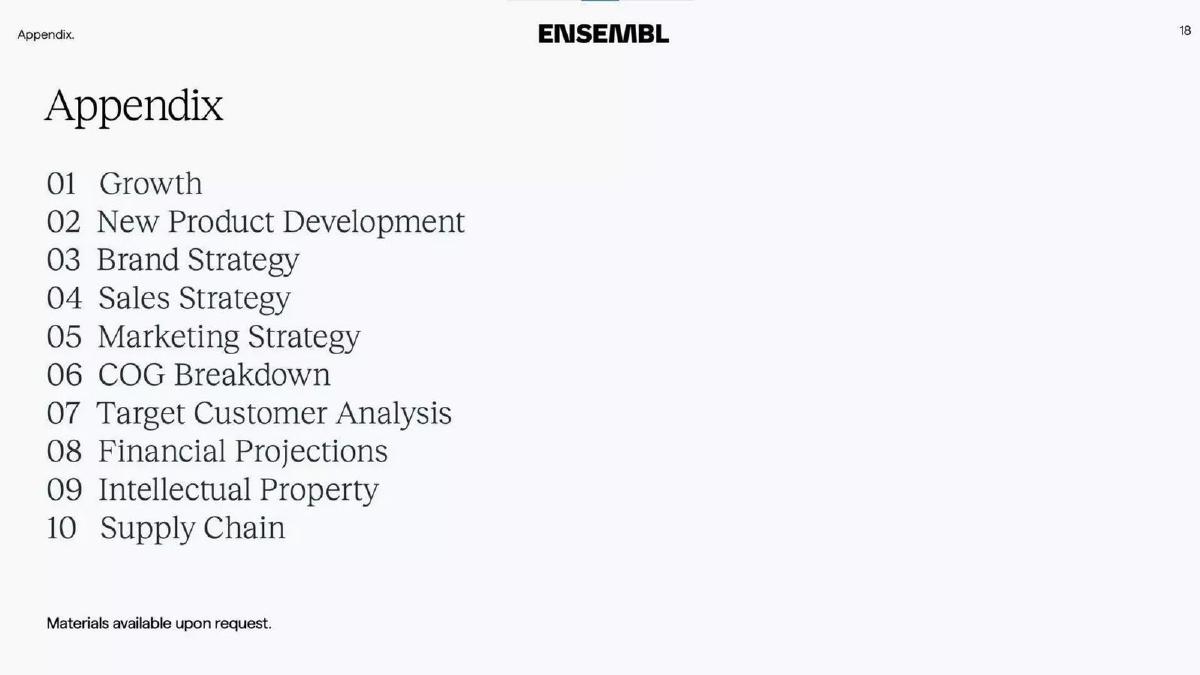 Ensembl pitch deck Appendix slide slide 18