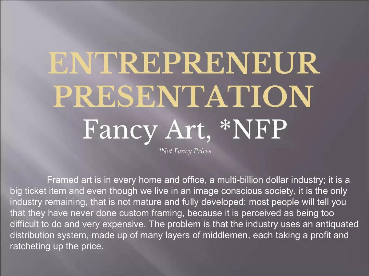 Fancy Art pitch deck slide 1 of 18