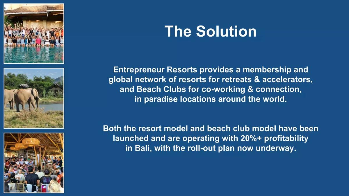 Entrepreneur Resorts pitch deck slide 3 of 17