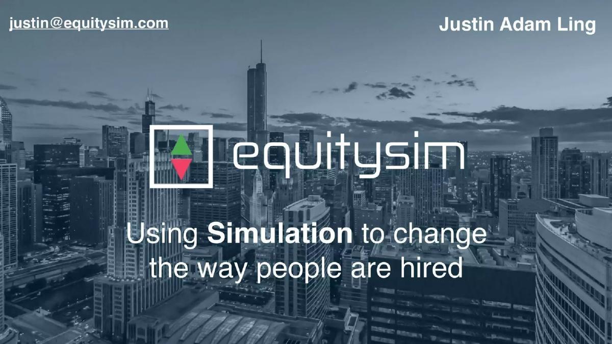 EquitySim pitch deck slide 1 of 13