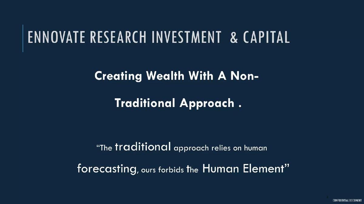 Ennovate Research Investment & Capital pitch deck slide 2 of 12