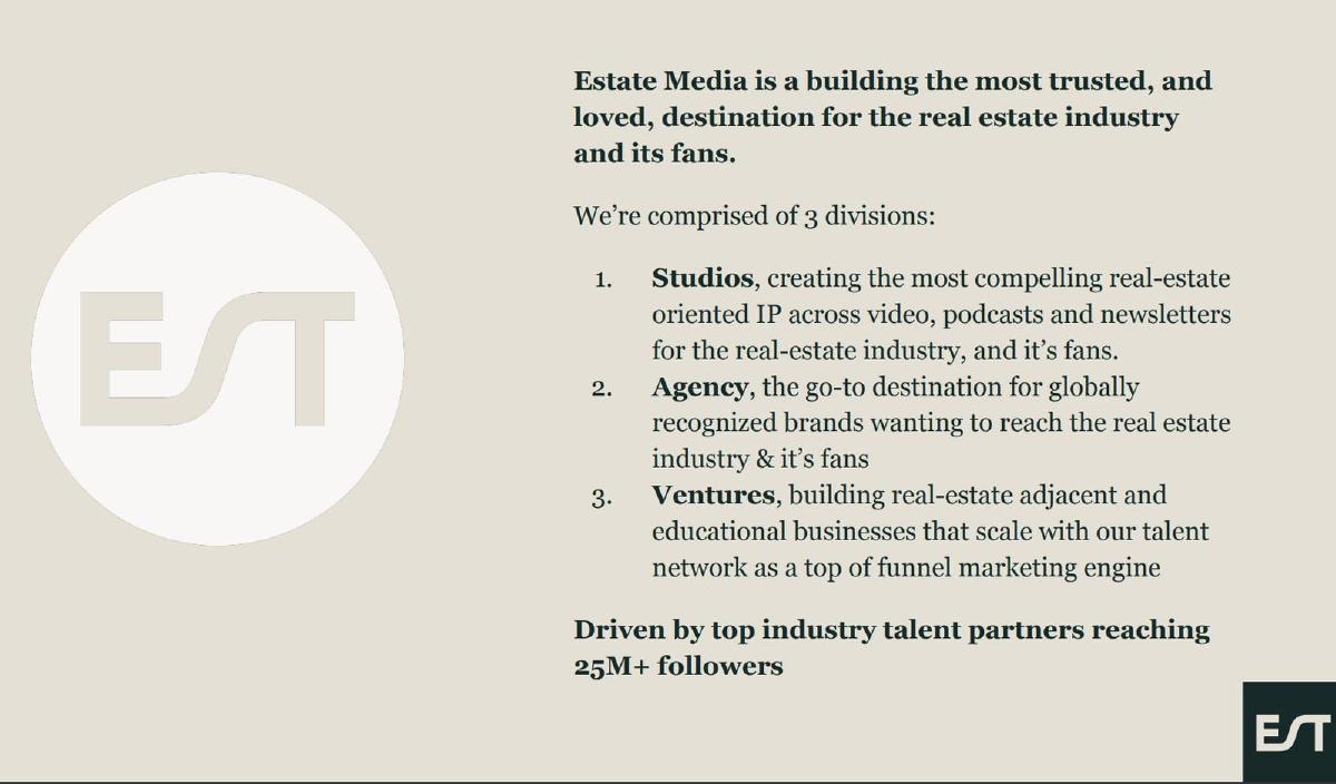 Estate Media pitch deck slide 5 of 16