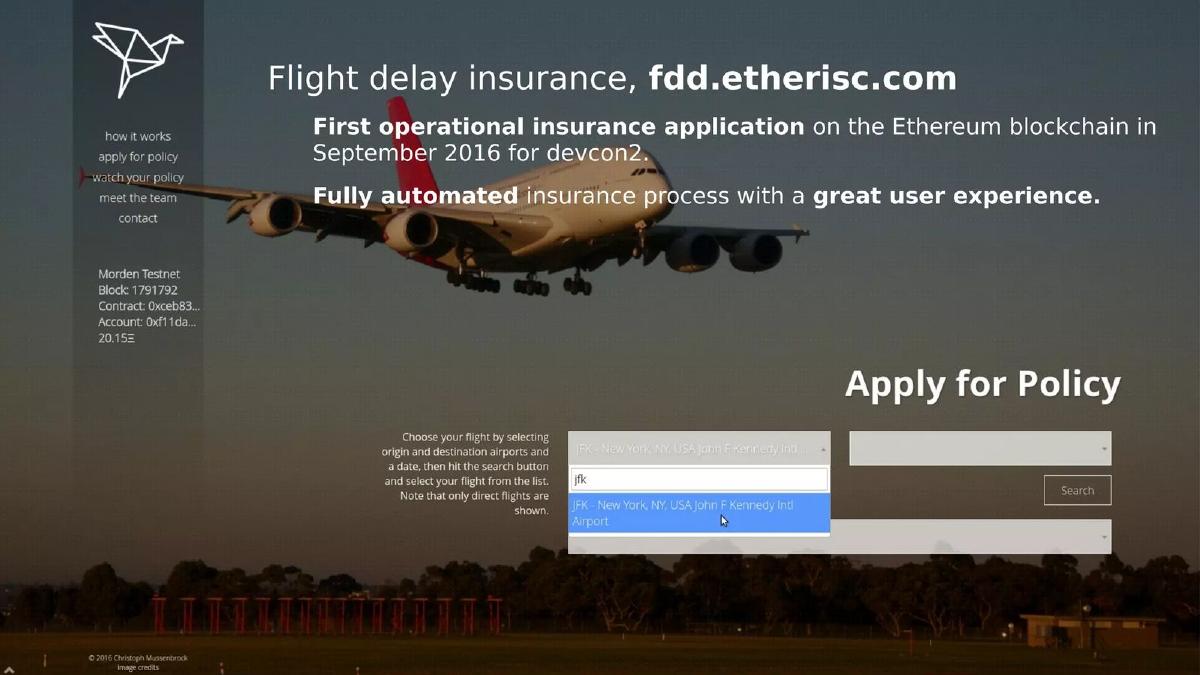 Etherisc pitch deck slide 3 of 8