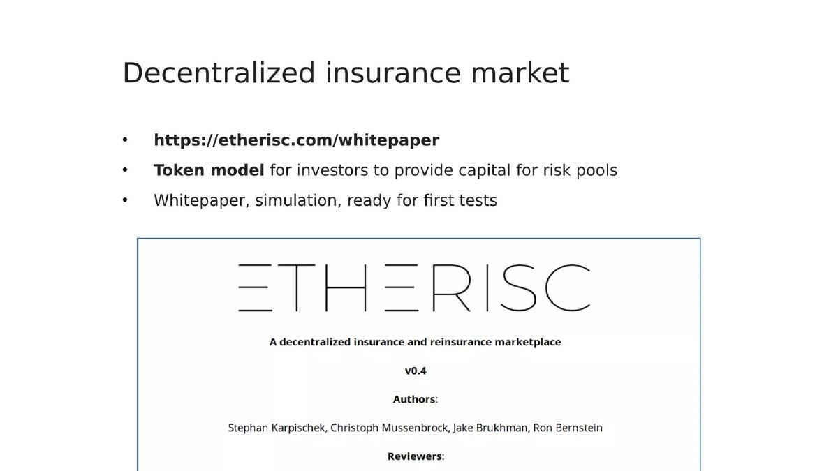 Etherisc pitch deck slide 5 of 8