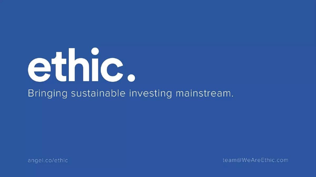 Ethic pitch deck slide 1 of 8