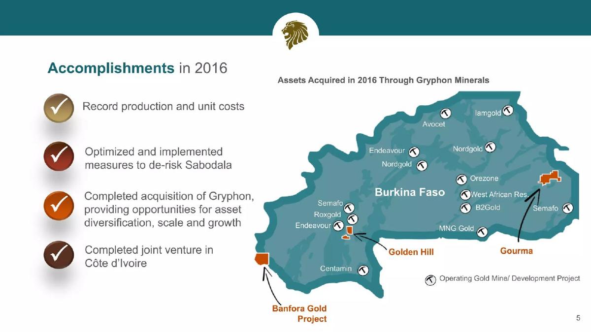 Teranga Gold Corporation pitch deck slide 5 of 36