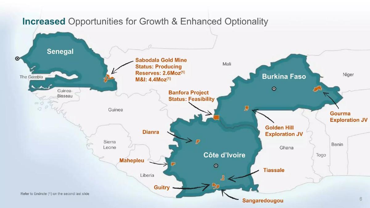 Teranga Gold Corporation pitch deck slide 6 of 36