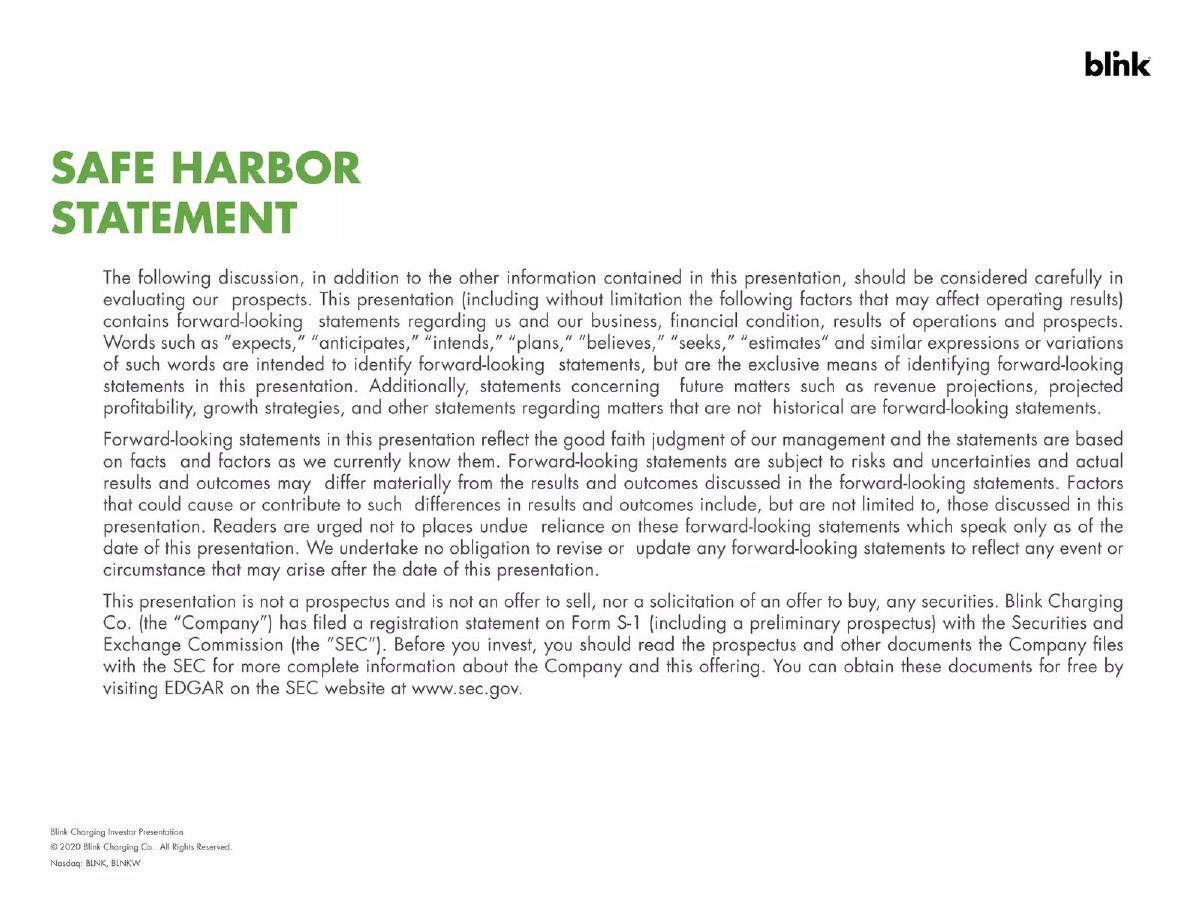 Blink Charging pitch deck slide 2 of 27