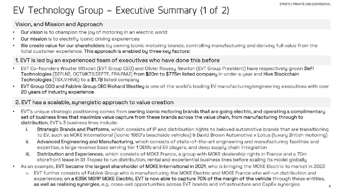 EV Technology Group pitch deck slide 4 of 49
